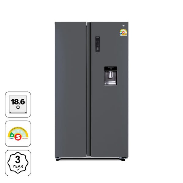 ตู้เย็น SIDE BY SIDE WORLDTECH รุ่น WT-MRF-560W_SIL ขนาด 18.6 คิว ความจุ 525 ลิตร สีเงิน