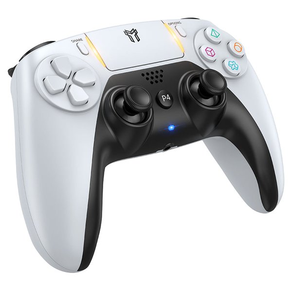 จอยเกมไร้สาย HOCO GA1 สำหรับใช้กับ PS4 รองรับระบบสั่น ระบบเสียง เ, 6-AXIS GYROSCOPE, Bชื่อมต่อหูฟังได้ สีขาว